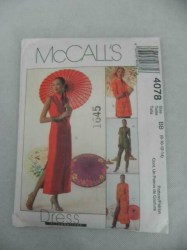 4078 MCCALLS MANDARIN TOP,  DUSTER, DRESS, PANTS PATTERN 8-22 3 SZS